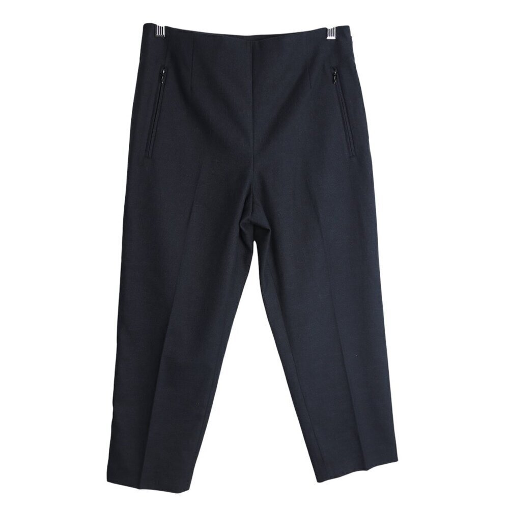 Club Monaco Navy Blue High Waisted Sleek Pleated Cropped Trouser Pants Size 6